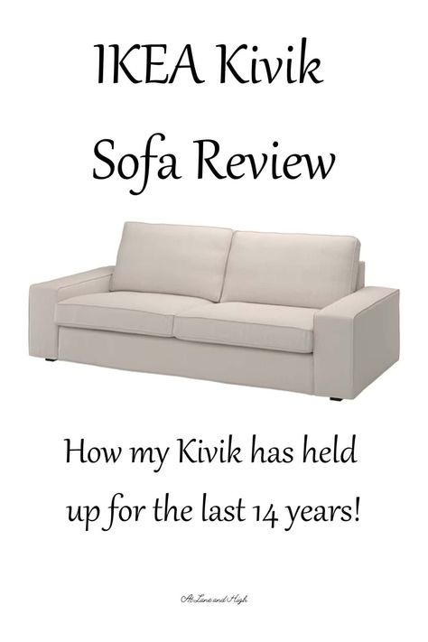 We have had the Kivik sofa in our family for fourteen years now!  Yes, that's right, 14!  I am sharing my IKEA Kivik Sofa Review and how it has stood the test of time. Kivik Sofa Hack, Ikea Kivik Living Room, Ikea Kivik Sofa, Scandinavian Living Room Design, Kivik Sofa, Ikea Kivik, Farmhouse Family Rooms, Decorating Above Kitchen Cabinets, Scandinavian Living Room