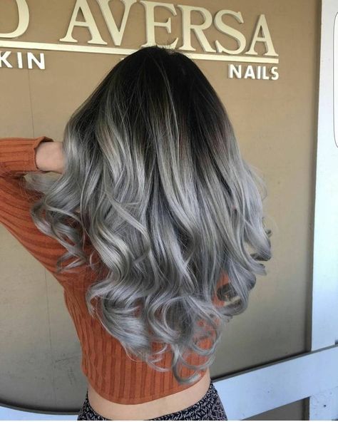 Ash Gray Hair Color, Silver Ombre Hair, Grey Ombre Hair, Gorgeous Gray Hair, Balayage Blonde, Silver Hair Color, Silver Grey Hair, Ombré Hair, Trendy Hair Color