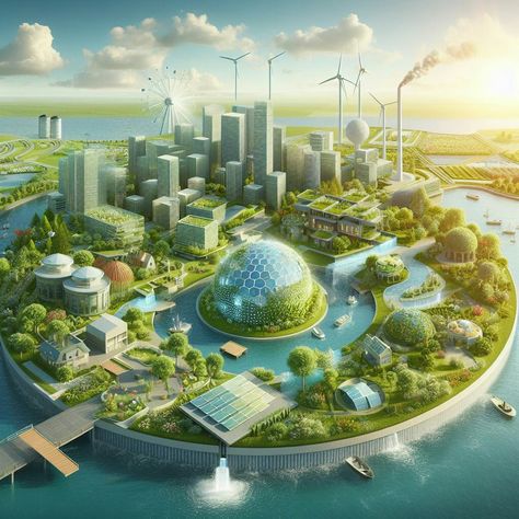 #eco #environment #sustainable #green #natural #design Eco City Concept, Futuristic Building Concept Art, Eco Friendly City, Urban Presentation, Eco Futurism, Solarpunk City, Futuristic Painting, Science Facility, Earthship Home Plans