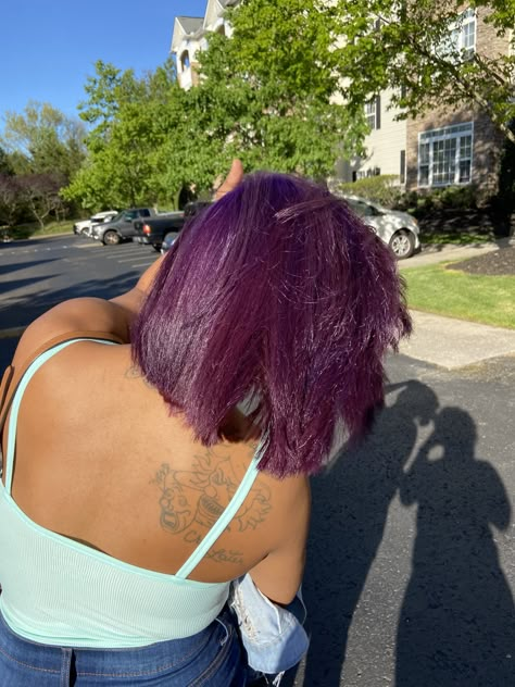 Purple On Black Women, Purple Ombre Hair Black Women, Violet Natural Hair Black Women, Dark Purple Natural Hair Black Women, Red And Purple Hair Black Women, Purple Hair Color Black Women, Plum Natural Hair, Purple And Pink Hair Black Women, Purple Hair Natural Black Women