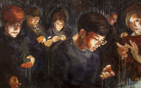 Classically-Styled Paintings Reveal How Obsessed We Are With Our Cellphones | The Creators Project Phone Obsession, Smartphone Art, Social Media Art, Zombie Art, Phone Art, Snow Bunnies, Gcse Art, Art And Technology, Album Art