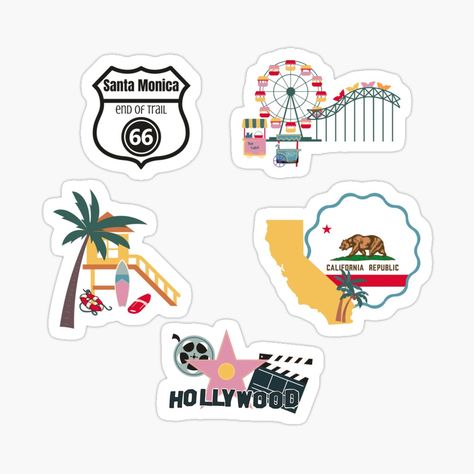 California Stickers, Los Angeles Aesthetic, California Republic, Travel Stickers, Decorate Notebook, Coloring Stickers, Album Photo, California Travel, Sticker Pack