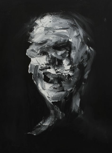 I won't pretend for a minute to fully understand the black and white portraits of Pepijn Simon, but there's something disturbing in his work that breeds discomfort. #art #abstract #realism #painting Dark Paintings, Dark Portrait, Realism Painting, The Patient, Black And White Painting, Dark Art Illustrations, Abstract Painters, A Level Art, Realism Art