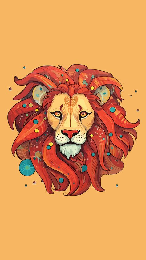 Zodiac Signs Leo Wallpaper, Leo Painting Zodiac, Leo Zodiac Wallpaper, Cute Lion Drawing, Leo Zodiac Poster, Leo Drawing, Leo Painting, Leo Wallpaper, Zodiac Leo Art