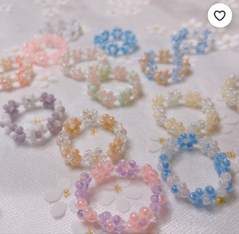 Beaded Rings Flower, Daisy Rings, Rings Beaded, Rings Flower, Flower Rings, Dainty Rings, Chain Rings, Rings Handmade, Daisy Chain