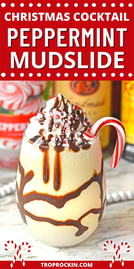 Christmas Cocktails are so fun! This Peppermint Mudslide Christmas Cocktail is sweet, creamy and delicious. Chocolate, Vanilla, Kahlua and a hint of Peppermint topped with all the goodies like chocolate syrup and whipped cream. This is a perfect Christmas Cocktail! Peppermint Whipped Cream, Christmas Drinks Alcohol Recipes, Vodka Ice, Christmas Drinks Recipes, Christmas Drinks Alcohol, Irish Cream Liqueur, Mudslide, Yummy Alcoholic Drinks, Cream Liqueur