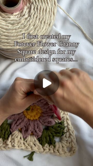 Granny Square Trivet, Floral Crochet Blanket, Floral Granny Square, Sweater Blanket, Forever Flower, Flower Granny Square, Fiber Artist, Forever Flowers, Hanging Flower Wall