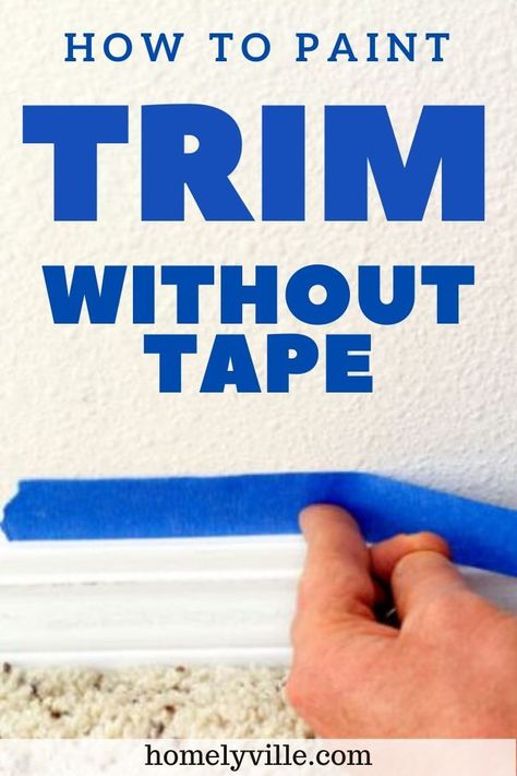 Hacks For Painting Trim, Painting Trim Hacks, Tips For Painting Trim, Paint Borders On Walls, Best Way To Paint Trim, Trim Painting Hacks, Prepping Walls For Painting, Painting Trim Tips, How To Paint Baseboards