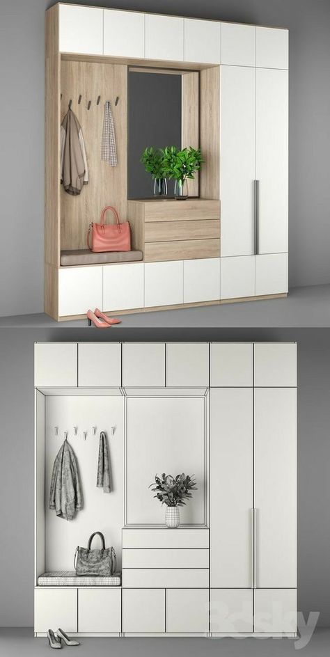 Wardrobe Display, Hallway Cupboards, Vstupná Hala, Hallway Cabinet, Entrance Furniture, Wardrobe Door Designs, Hall Furniture, Home Hall Design, Bedroom Cupboard Designs