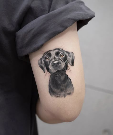 Pin by . on Dog tattoos | Dog tattoos, Dog portrait tattoo, Dog tattoo Black Dog Tattoo, Tato 3d, Tatoo Dog, Dog Portrait Tattoo, Dog Memorial Tattoos, Paw Tattoo, Geniale Tattoos, Memorial Tattoo, Memorial Tattoos