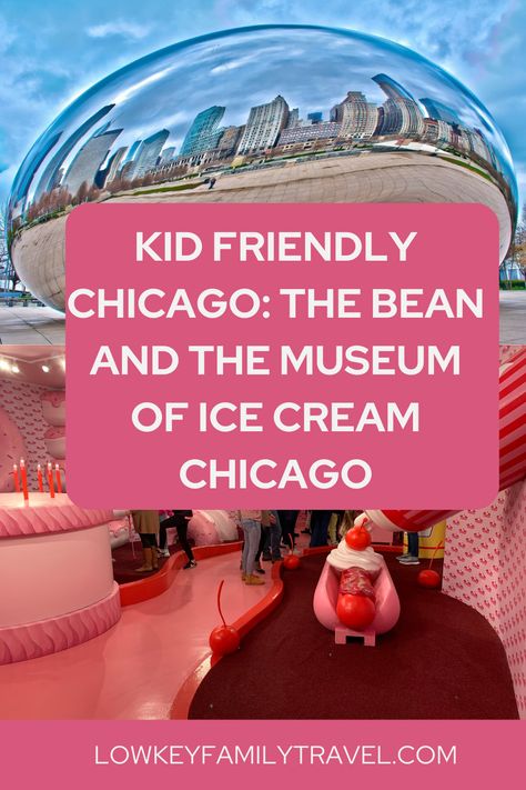 Looking for ideas for a kid friendly visit to Chicago? Look no further than visiting Cloud Gate (The Bean) in Millennium Park and then make your way down Michigan Avenue to the Museum of Ice Cream Chicago. Chicago Museum Of Ice Cream, Chicago Ice Cream Museum, The Bean Chicago, Chicago With Kids, Family Future, Ice Cream Museum, Michigan Avenue Chicago, Chicago Bean, Chicago Vacation