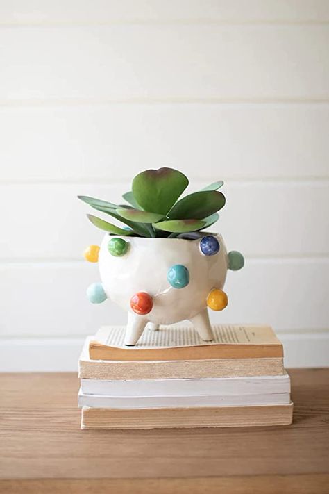 Amazon.com: Kalalou CDV2108 Planter, See Image : Patio, Lawn & Garden Bubble Planter, Colorful Bubbles, Organic Furniture, Pinch Pots, Ceramics Pottery Art, Planter Pots Indoor, Dry Clay, Clay Projects, Ceramic Planters