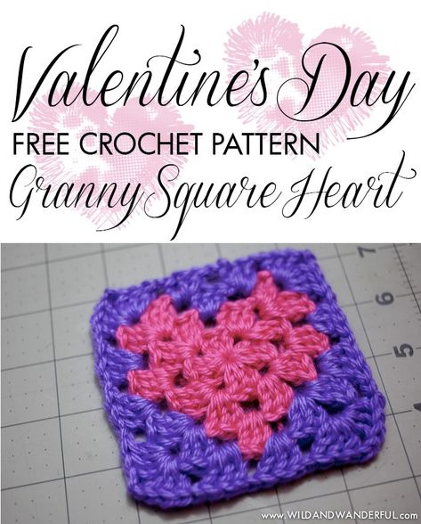 Granny Square Heart | Free Crochet Pattern | Wild+Wanderful Free Crochet Heart Granny Square Pattern, Crocheted Heart Granny Square, Crochet Heart Tapestry, Heart Tapestry Crochet Pattern, Free Crochet Heart Pattern, Granny Heart Crochet Pattern Free, Heart Square Crochet Pattern, Heart Granny Square Pattern Free, Heart Granny Square Blanket