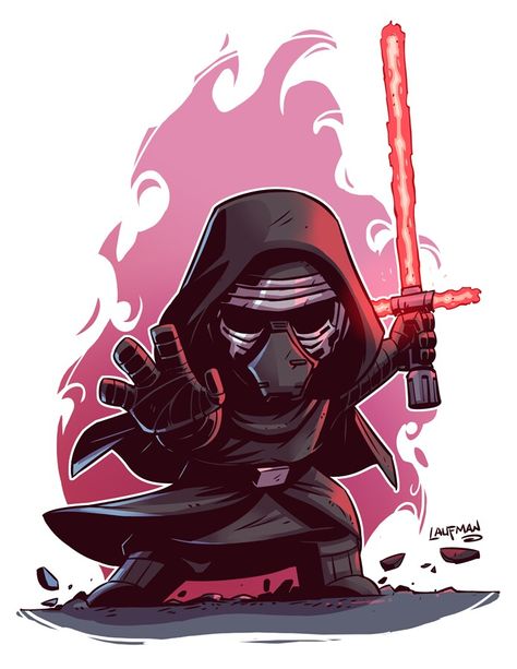 Kylo Ren Derek Laufman, Star Wars Cartoon, Chibi Marvel, Star Wars Character, Poe Dameron, Star Wars Drawings, Star Wars Tattoo, Hayden Christensen, Geek Art