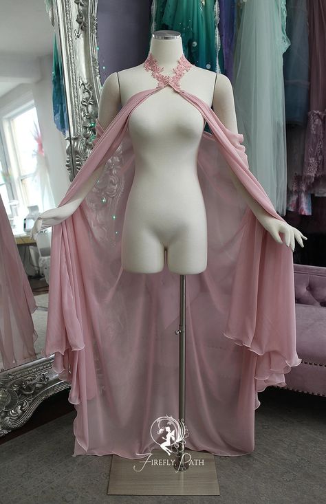 Aphrodite Cape/dress - Etsy Aphrodite Cabin Outfits, Pink Dnd Outfit, Oc Ideas Clothes, Aphrodite Accessories, Chiffon Dress Ideas, Nymph Outfits, Aphrodite Inspired Outfits, Aphrodite Aesthetic Outfit, Cape Aesthetic