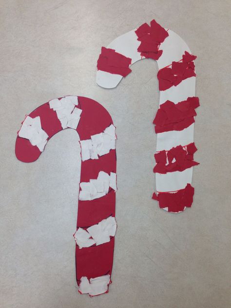 Happy Holidays - Tear Art Candy Cane Candy Cane Art Preschool, Candy Cane Crafts For Toddlers, Candy Cane Crafts Preschool, Classroom Christmas Decorations, Candy Cane Crafts, Tears Art, Preschool Christmas Crafts, Christmas Crafts For Kids To Make, Monthly Themes