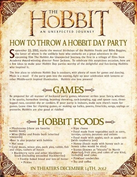 Hobbit Birthday Party, Hobbit Birthday, Hobbit Food, Hobbit Movie, Lotr Wedding, Hobbit Party, Sherlock Quotes, Buku Harry Potter, Thorin Oakenshield