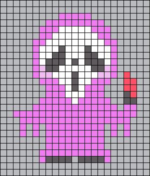 Alpha pattern #143350 | BraceletBook Ghost Face Alpha Pattern, Scream Cross Stitch, Scream Perler Bead Patterns, Alpha Patterns Halloween, Scream Pixel Art, Horror Pixel Art, Pixel Blanket, Knife Halloween, Ghost Horror