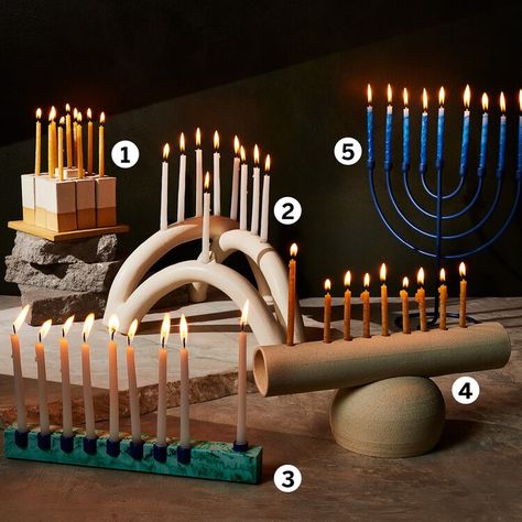 Elevate Your Hanukkah Table With a Chic, Modern Menorah — FOOD & WINE Chanukah Aesthetic, Clay Menorah Ceramics, Vase Menorah, Ceramic Menorah, Ceramic Menorah Handmade, Glass Menorah, Hanukkah Candles Menorah, Chanukah Decor, Noah S Ark