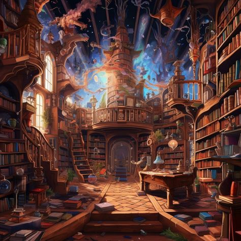 Wizard Laboratory, Wizard Lair, Wizards Library, Fantasy Library Aesthetic, Fairytale School, Wizard Library, Art Gallery Architecture, Japanese Library, Wizard Core