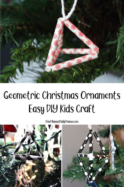 Decorate your tree by making fun geometric Christmas ornaments using paper straws. This kids craft is perfect for holiday family fun! Geometry Ornament Project, Geometry Christmas Ornament Project, Math Ornaments Diy, Math Christmas Tree, Geometree Christmas, Math Ornaments, Math Christmas Ornaments, Paper Straws Crafts, Easy Diy Kids