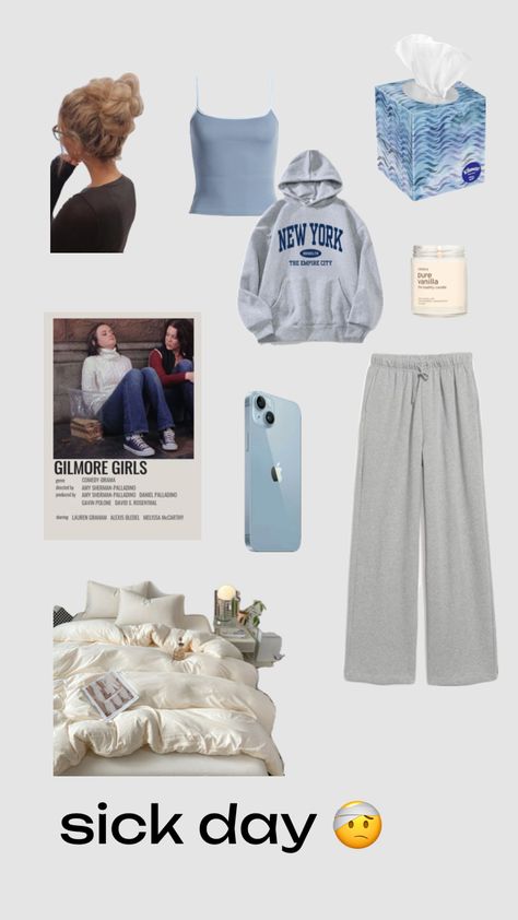 #sickday #gilmoregirls Cold Morning Outfit, Sick Outfit Comfy, Sick Routine, Sick Day Aesthetic, Sick Day Outfit, Sick Day Essentials, Form Outfits, Period Tips, Sixth Form Outfits