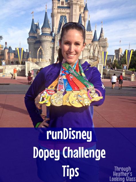 runDisney Dopey Challenge tips from a finisher of the inaugural race in 2014. Here are my best tips to having a good experience with all four races. Dopey Challenge Nails, Marathon Outfit, Rundisney Costumes, Dopey Challenge, Disney Races, Marathon Tips, Disney Marathon, Tips For Running, Princess Half Marathon