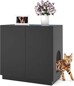 Amunrbrek Litter Box Enclosure, Large Litter Box Furniture, Modern Cat Litter Box Enclosure Furniture with Storage, Side Cabinet (Black) Cat Litter Cabinet, Furniture With Storage, Cat Litter Box Enclosure, Litter Box Furniture, Litter Box Enclosure, Furniture Storage Cabinets, Cat Litter Box Furniture, Cabinet Black, Modern Cat