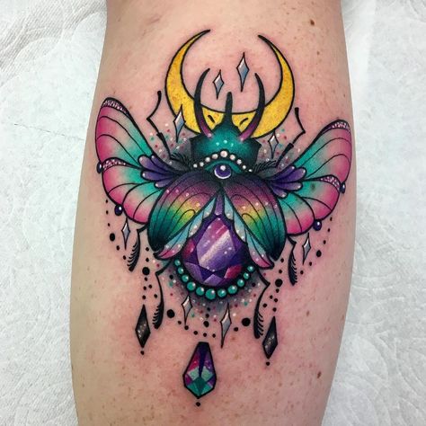 Oil Slick Tattoo, Scarab Tattoo Design, Tattoos Rainbow, Kawaii Tattoos, Beetle Scarab, Scarab Tattoo, Mangas Tattoo, Beetle Tattoo, Gem Tattoo