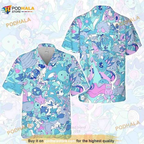 Pokemon Water Type Funny 3D Hawaiian Shirt Check more at https://podhalastore.com/product/pokemon-water-type-funny-3d-hawaiian-shirt/ Beach Pokemon, Pokemon Water Type, Pokemon Trainers, Water Type, Awesome Gifts, Tropical Pattern, Pokemon Trainer, Summer Fabrics, Hawaii Shirt