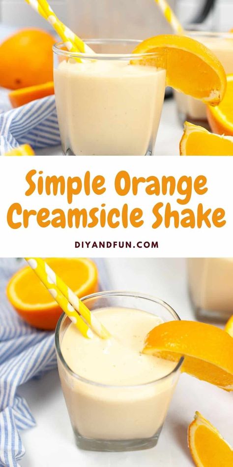 Orange Creamsicle Shake, a delicious homemade orange milk shake inspired by the frozen popular dessert idea. Creamsicle Milkshake Recipe, Orange Creamsicle Shake, Vanilla Ice Cream Shake, Creamsicle Drink, Creamsicle Milkshake, Milkshake Recipe Easy, Creamsicle Smoothie, Ice Cream Smoothie, Ice Cream Shake