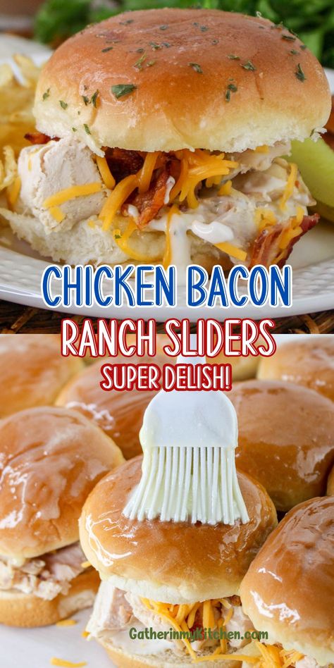 These chicken bacon ranch sliders are an amazing lunch or dinner recipe. Super easy to make. Also great for the Super Bowl or other parties and gatherings. Chicken Bacon Ranch Sliders Easy, Bacon Chicken Ranch Sliders, Chicken Bacon Ranch Sliders Crockpot, Chicken Ranch Sliders, Sliders Chicken, Chicken Bacon Ranch Sliders, Bacon Ranch Sliders, Ranch Sliders, Ground Beef Sliders