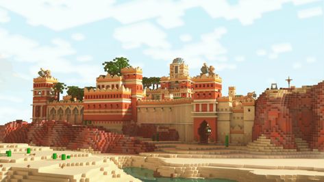 Minecraft Oasis, Desert Creatures, Minecraft Desert, Minecraft Kingdom, Minecraft Structures, Minecraft House Plans, Minecraft Farm, China City, Minecraft Castle