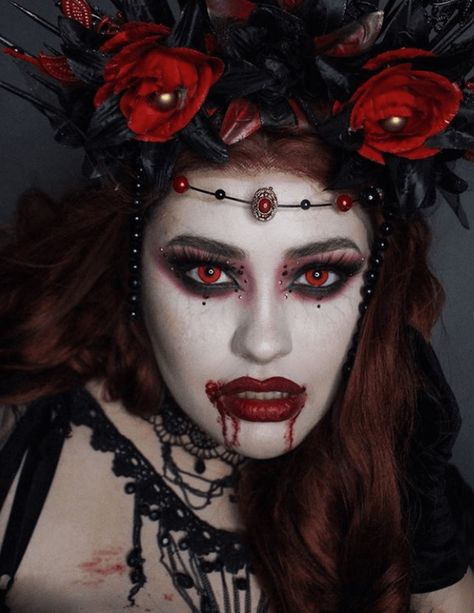 timeless and enigmatic vampire persona Steampunk Vampire Makeup, 1920 Vampire, Victorian Vampire Hairstyles, Red Witch Makeup, Vampire Queen Makeup, Vampire Blood Makeup, Vintage Vampire Aesthetic, Vampire Burlesque, Old Vampire Aesthetic