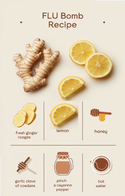 Flu Bomb Recipe Foods For A Cold Feel Better, Garlic Ginger Honey Remedy, Honey Lemon Ginger Garlic Cold Remedy, Honey Immune Booster, Healing Recipes Immune System, Immunity Drink Recipe, Honey Lemon Ginger Cold Remedy, Natural Sick Remedies, Boost Immune System Naturally