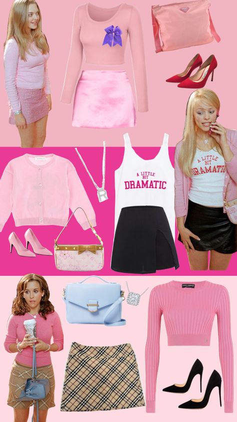 Regina George And Gretchen Weiners Costume, Pink Movie Outfits, Y2k Pink Outfit Ideas, Regina And Gretchen Costume, On Wednesdays We Wear Pink Outfit, Meangirls Inspired Outfit Halloween, Gretchen Wieners Halloween Costume, Gretchen Weiners Inspired Outfit, Gretchen Weiners Outfit Halloween