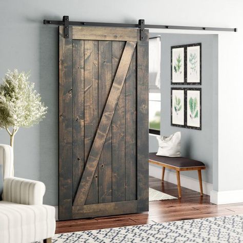 Hobson Wood Single Panel Interior Barn Door ~ $839.99 at wayfair.com Closet Interior, Interior Sliding Door, Wood Barn Door, Barn Door Designs, Door Inspiration, Knotty Pine, Double Barn Doors, Door Hardware Interior, Sliding Doors Interior