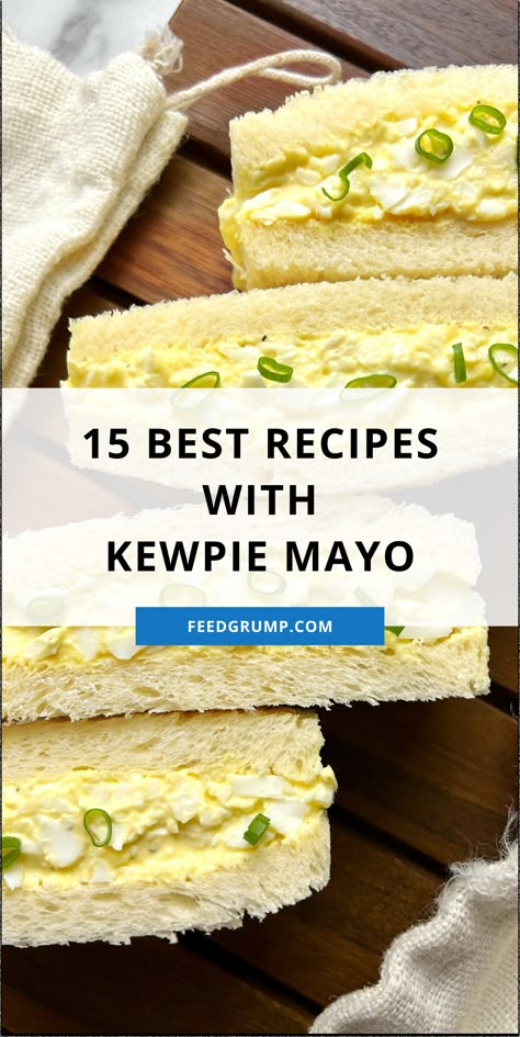 serving board with 2 egg salad sandwiches made with kewpie mayo Recipes That Use Mayonnaise, Kewpie Egg Salad, Kewpie Salmon, Kewpie Mayo Dishes, What To Do With Kewpie Mayo, Kewpie Mayo Egg Salad, Kewpie Recipe Ideas, Recipes With Japanese Mayo, How To Use Kewpie Mayo