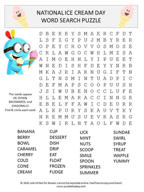 National ice cream day word search puzzle Free Word Search Puzzles, Word Search Puzzles Printables, Puzzle Worksheet, Free Word Search, Free Printable Puzzles, National Ice Cream Day, Free Puzzles, Ice Cream Day, Printable Puzzles