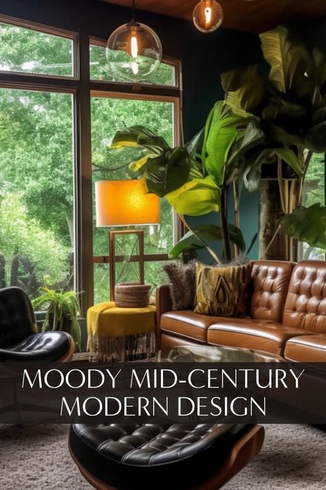 [PaidLink] Immerse Yourself In The Captivating World Of Moody Mid-Century Modern Design, Where Timeless Elegance Meets The Latest 2024 Style Trends. Uncover Inspiring Home Decor Ideas For A Future Home That Effortlessly Balances Classic Charm With Contemporary Flair. #moodymidcenturymodernbedroom Moody Maximalist Boho Decor, Mid Century Modern Gothic Decor, Witchy Mid Century Modern, Bold Home Design, Mid Century Modern Wall Decor Ideas, Goth Mid Century Modern, Mid Century Gothic Decor, Dark Mid Century Modern Living Room, Mid Century Modern Eclectic Living Room