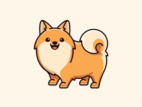 Pomeranian by Alfrey Davilla | vaneltia on Dribbble Dogs Cartoon, Drawing Cartoon, Draw Drawing, Dogs, T Shirt