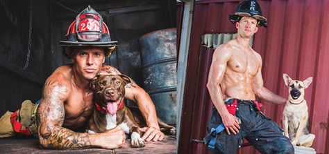 Hot firefighters & Rescue Dogs - Just when you thought it couldn’t get any better than hot firefighters and adorable puppies (and kitties) in an annual Lifesaving Calendar benefiting abused, neglected and abandoned animals, Charleston Firefighter Calendar upped the ante once again. Firefighter Brotherhood, Firefighter Calendar, Firefighter Art, Firefighter Wedding, Firefighter Baby, Firefighter Birthday, Firefighter Love, Firefighter Wife, Calendar Ideas