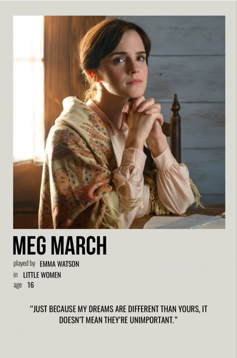 Meg March Icon, Meg March Quotes, Meg Little Women, Little Women Poster Aesthetic, Meg March 1994, Movie Posters Pretty Woman, Little Women Meg March, Little Women Meg, Little Women Poster