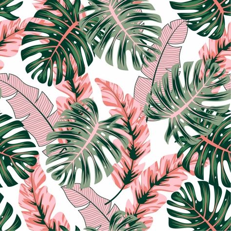 Fashionable seamless tropical pattern wi... | Premium Vector #Freepik #vector #pattern #floral #abstract #summer Summer Abstract, Brush Strokes Pattern, Doodle Background, Halftone Pattern, Memphis Pattern, Tropical Patterns, Geometric Tiles, Colorful Plants, Hand Drawn Pattern