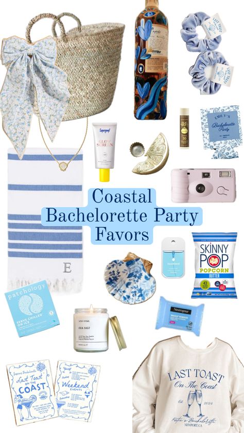 Coastal Bachelorette • Beach Bachelorette • Gift Ideas • Welcome Basket • Coastal Wedding • Beach Wedding • Coastal Grandmother • Coastal Cowgirl • Coastal Granddaughter Bachelorette Gift Baskets, Bachelorette Gift Ideas, Beach Bachelorette Party Favors, Coastal Bachelorette, Bachelorette Party Favor Bags, Bachelorette Gift Bags, Tropical Bachelorette Party, Bachelorette Beach, Last Toast On The Coast