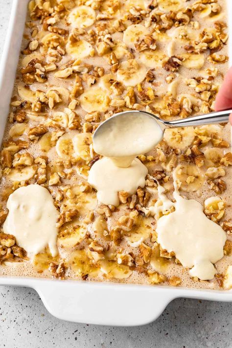 Easter Cobbler, Banana Treats Desserts, Banana Cobbler Recipes, Banana Bread Cobbler, Banana Foster Dessert, Banana Cobbler, Banana Foster Cobbler, Brown Banana Recipes, Banana Foster Bread Pudding