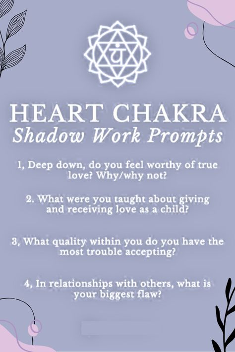 Healing the heart chakra can be challenging, especially when past emotional wounds are in the way. Using heart chakra shadow work prompts can help you heal your inner child and transform your life. Save this pin for powerful questions that guide you in healing and allowing yourself to grow. Questions For Shadow Work, Chakra Shadow Work Prompts, Chakra Shadow Work, Shadow Work Prompts, Heal Your Inner Child, Powerful Questions, Healing The Heart, Soul Retrieval, The Heart Chakra