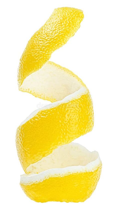 Fresh lemon skin or lemon zest isolated on white background. Citrus twist peel, vertical image royalty free stock photos Lemon Photo, Lime Reference Photo, Citrus Photography Food Styling, Lemon Photography Art, Squeezing Lemon Photography, Lemon Skin, Citrus Twist, Vertical Images, Lemon Peel