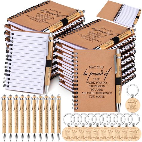 PRICES MAY VARY. Value Package: you will get 20 pcs inspirational spiral notebooks, 20 pcs encouragement ballpoint pens and 20 pcs motivational keychains, enough quantity can meet your use and replacement needs in daily life Suitable Size: the encouragement notebooks is 4.09 x 5.31 inches/ 10.4 x 13.5 cm, the thank you pen is 5.35 x 0.43 inches/ 13.6 x 1.1 cm, and the Inspirational keychain is about 1.6 x 2.9 inches/ 4 x 7.3 cm, suitable size makes it convenient for you to carry and use anywhere Mentor Appreciation Gifts, Teachers Appreciation, Nursing Teacher, Appreciation Quotes, Employee Appreciation Gifts, Work Gifts, Encouragement Gifts, Sweet Quotes, Employee Appreciation