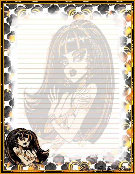 Monster High Printables, Monster High Crafts, Printable Lined Paper, Arte Monster High, Fashion Illustration Tutorial, Free Printable Stationery, Monster High Pictures, Note Writing Paper, Resin Crafts Tutorial